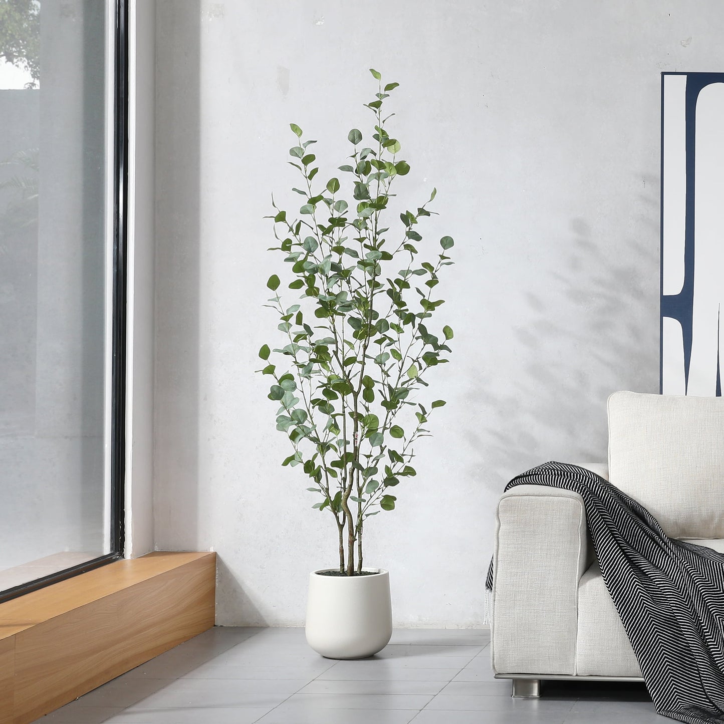 6ft Artificial Eucalyptus Plant in Oval White Pot - Easy to Assemble and Disassemble, Perfect for Home or Office Decor