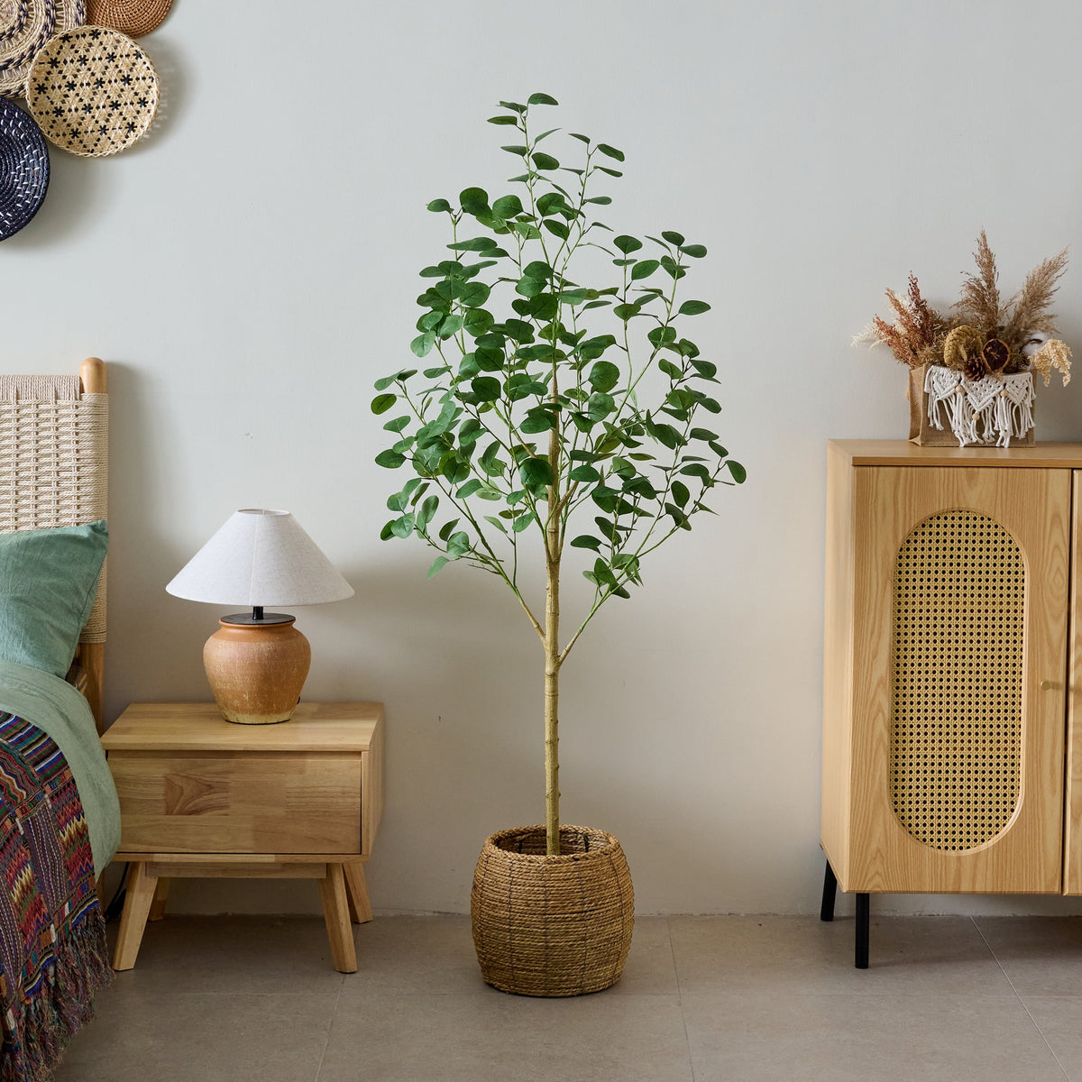 DR.Planzen 5ft Artificial Eucalyptus Tree in Black Pot, Faux Eucalyptus Plant for Home Office Decor