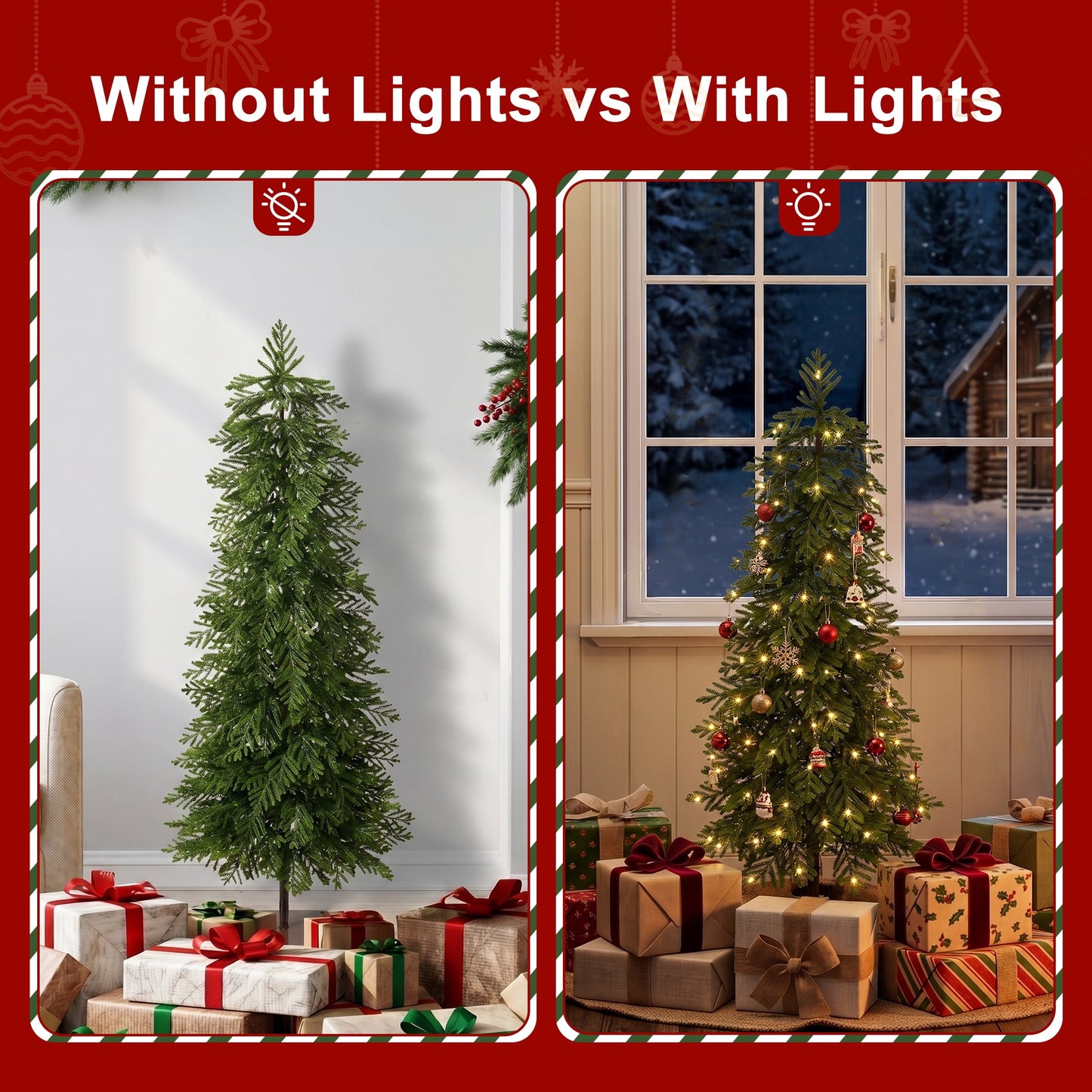 DR.Planzen 5ft Pre-Lit Artificial Norfolk Pine Tree with Metal Stand, 120 Warm White LED Lights, 2-Piece Assembly Faux Tree in Coffee Pot for Indoor Home & Office Decor