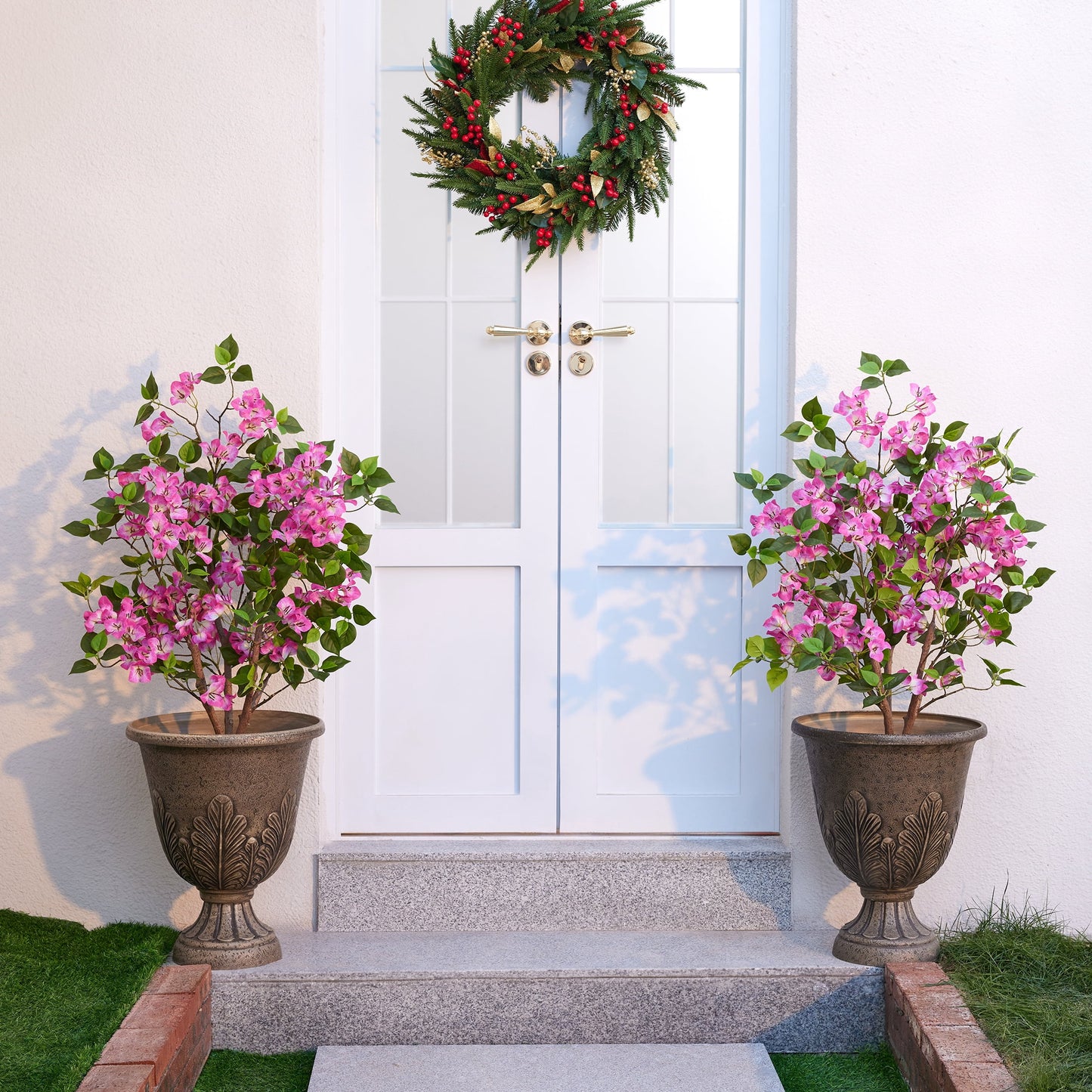 Artificial Bougainvillea Tree 3FT UV Resistant Faux Bougainvillea Plant Fake Tree Pink Bougainvillea Tree - 270 Leaves 189 Flowers Artificial Plant with Weighted Base, Indoor Outdoor Artificial Tree