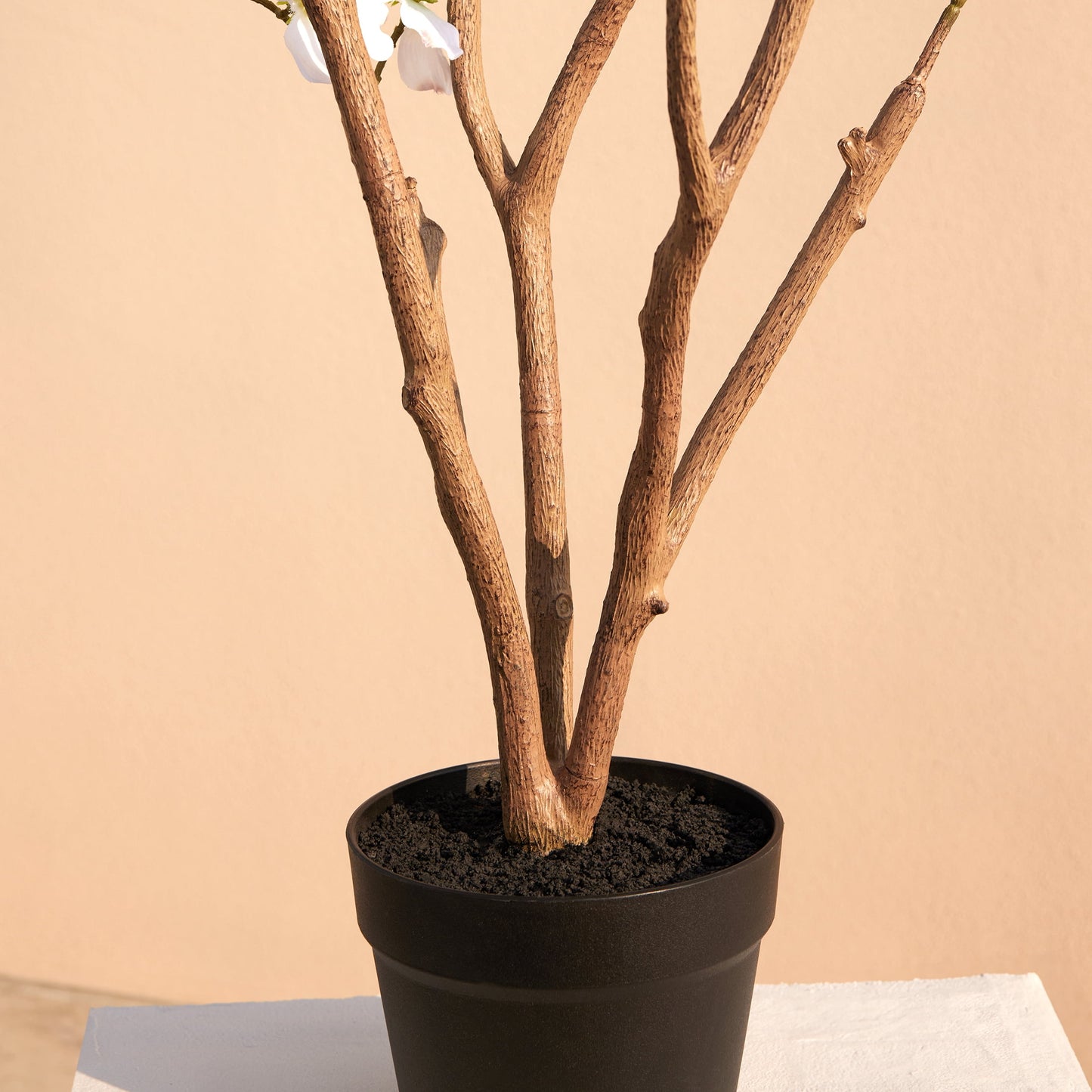 DR.Planzen 2 Pack 4ft White Artificial Dogwood Tree, Lifelike Faux Dogwood Flower Tree with Green Leaves for Home Decor Indoor Outdoor, Spring Decoration for Living Room Office