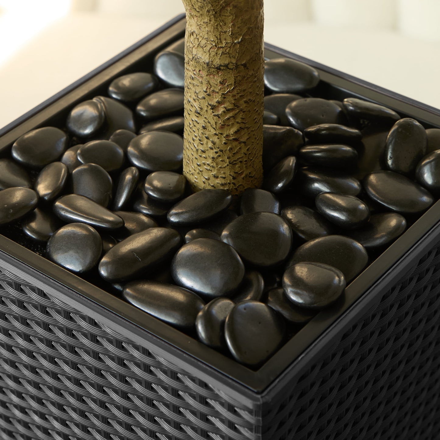 DR.Planzen UV Resistant 6ft Artificial Olive Tree in Black Large Planter with Pebbles¨C Faux Olive Tree for Indoor and Outdoor Decor, Lifelike Greenery for Home & Garden Decor