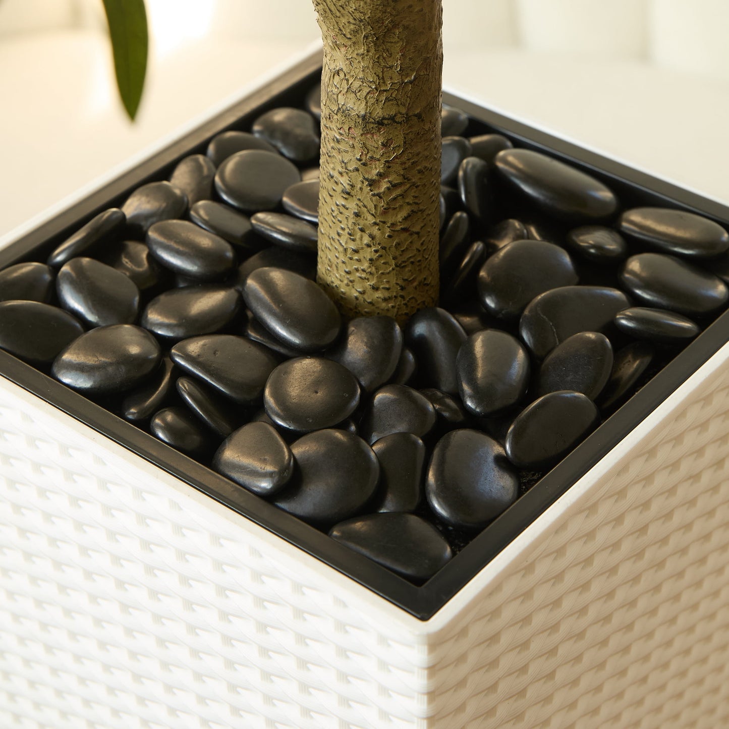 DR.Planzen UV Resistant 6ft Artificial Olive Tree in White Large Planter with Pebbles¨C Faux Olive Tree for Indoor and Outdoor Decor, Lifelike Greenery for Home & Garden Decor