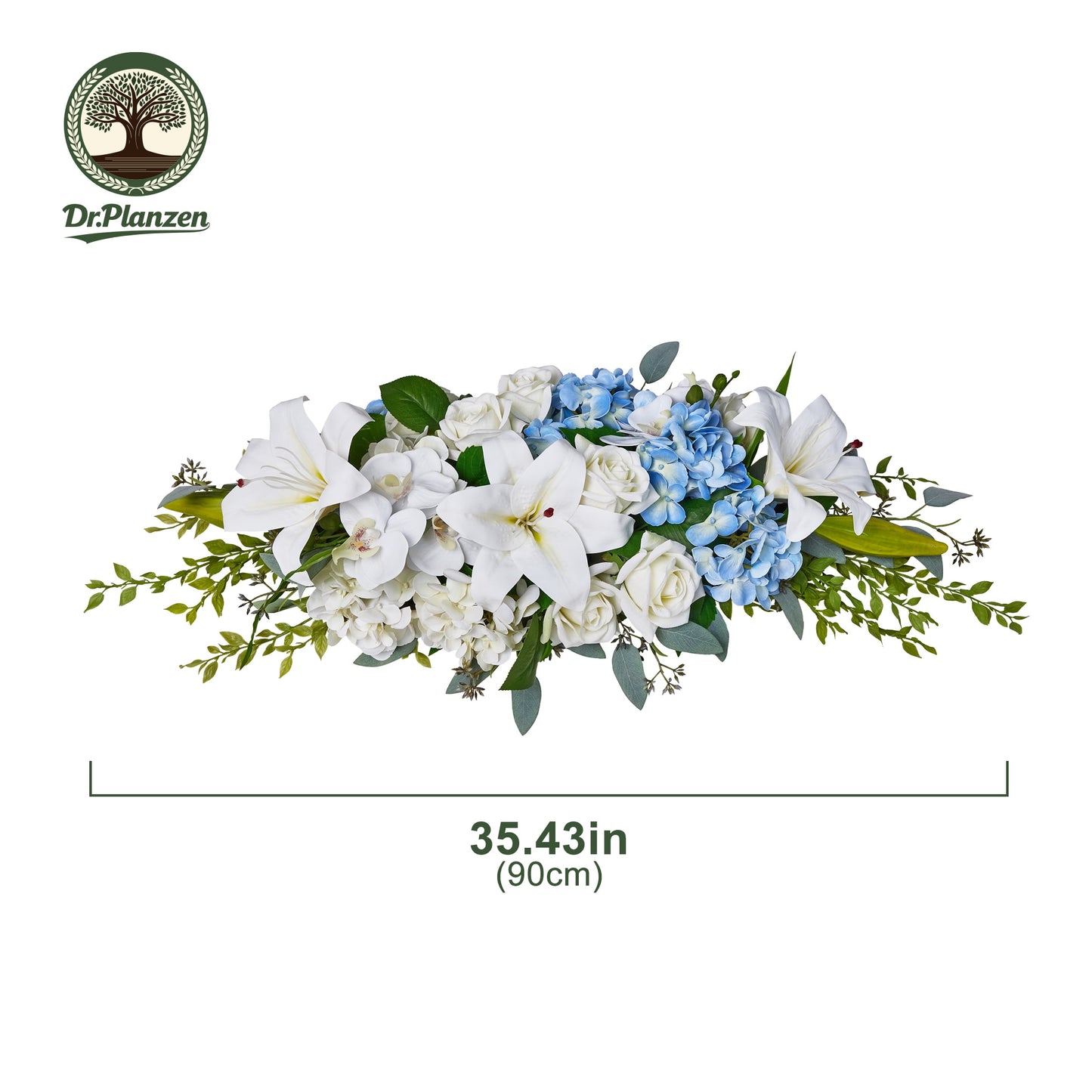36in Wedding Arch Flowers Artificial Wedding Arch Decor - Blue and White Floral Arch Swag Arrangement for Ceremony Backdrop Aisle Reception, Reusable Faux Wedding Backdrop Decorations