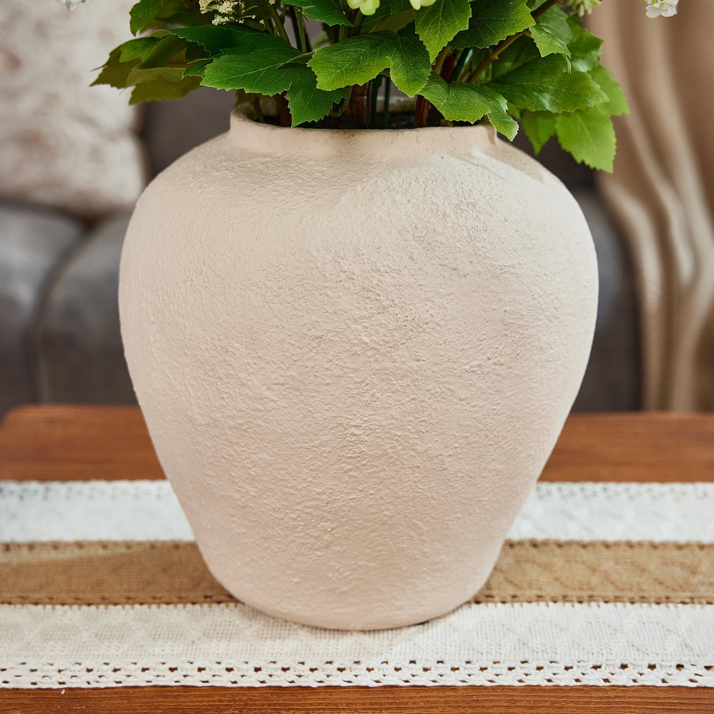 DR.Planzen 24in Artificial Hydrangea Flowers with Vase - Faux Hydrangea Flowers, Potted Artificial Flowers, Green White Hydrangea Centerpiece for Home Wedding Table Decor