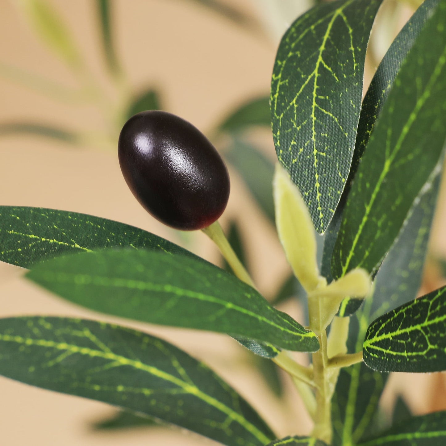 DR.Planzen Exquisite Olive Tree 6 ft Indoor Outdoor Artificial, Tall Faux Olive Tree in Black Plastic Pot, Artificial Plants with Natural Wood Trunk and Lifelike Fruits for Home Office Garden Decor