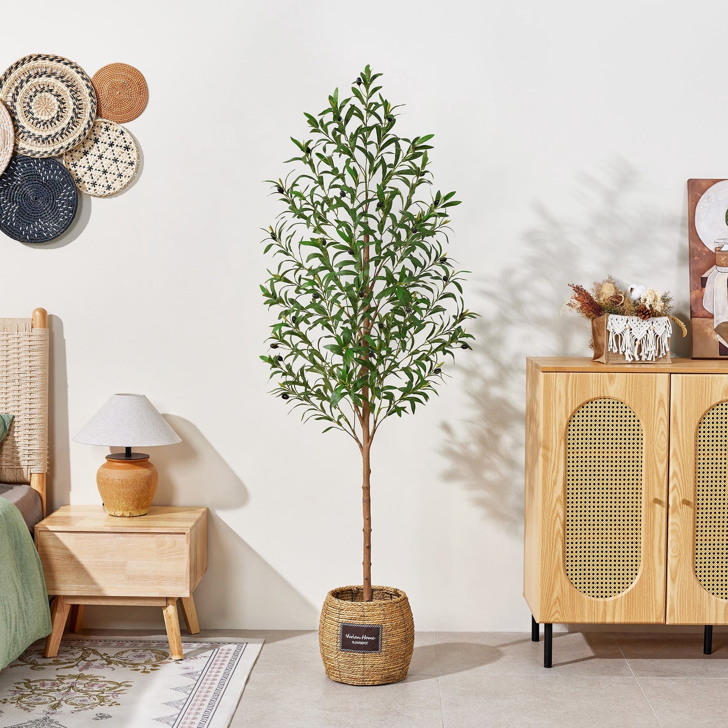 Artificial Olive Tree 6ft Tall Faux Floor Plant in Black Pot