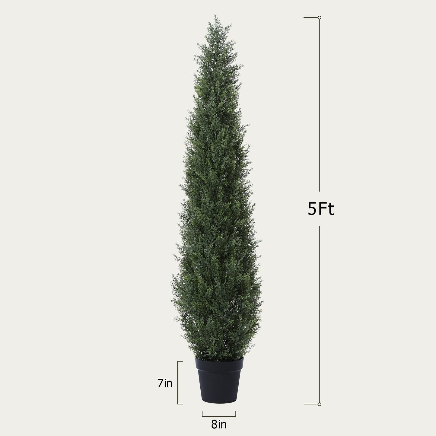 DR.Planzen 5 FT Artificial Cedar Tree with 1609 PE Leaves, Indoor Faux Topiary Cedar Tree, Potted Fake Tree - Adjustable Branches - Slim Decor for Entryway & Covered Porch