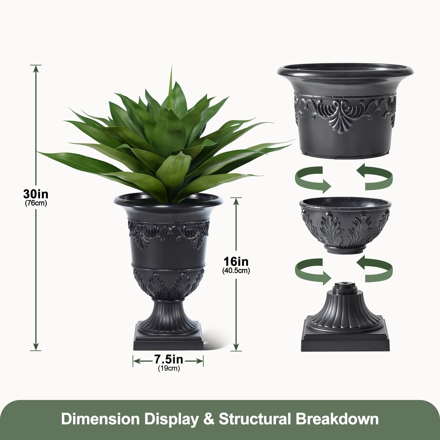 2 Pack 30in UV Resistant Artificial Agave Plant with Black Urn Planter, Faux Agave Plants Fake Plants Realistic Greenery - Indoor Outdoor Decor for Front Porch Patio Garden Home Office