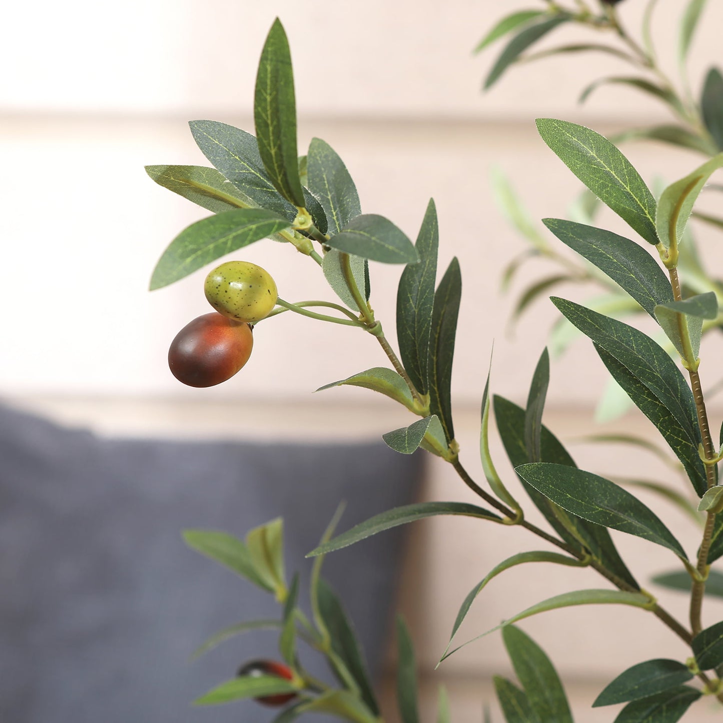 DR.Planzen 2 Pack 7ft Artificial Olive Tree Indoor, Tall Faux Olive Tree, Artificial Plants with Natural Wood Trunk and Lifelike Fruits for Home Office Decor