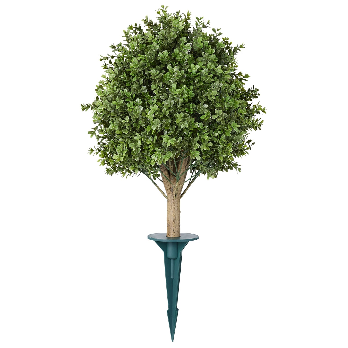 DR.Planzen 16'' Artificial Boxwood Topiary Ball Plant, Fake Greenery Shrub with Ground Spike, UV Resistant Faux Outdoor Evergreen for Garden Porch Planter Decor