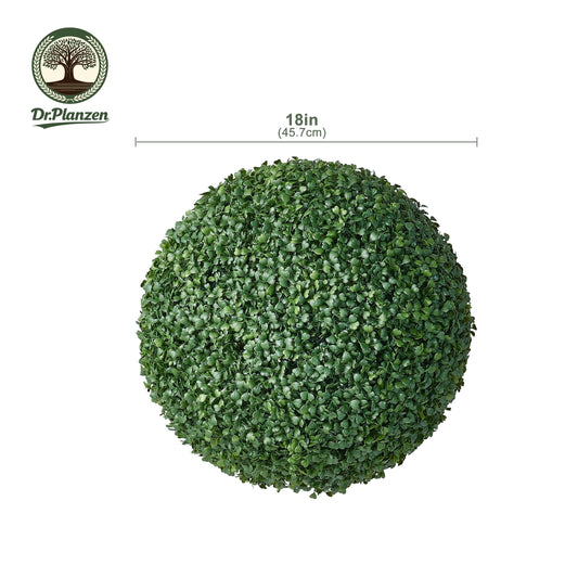 DR.Planzen 18'' Artificial Boxwood Topiary Ball Set, UV Resistant Fake Greenery Decor Balls for Indoor Outdoor, Garden Patio Porch Front Door Decoration