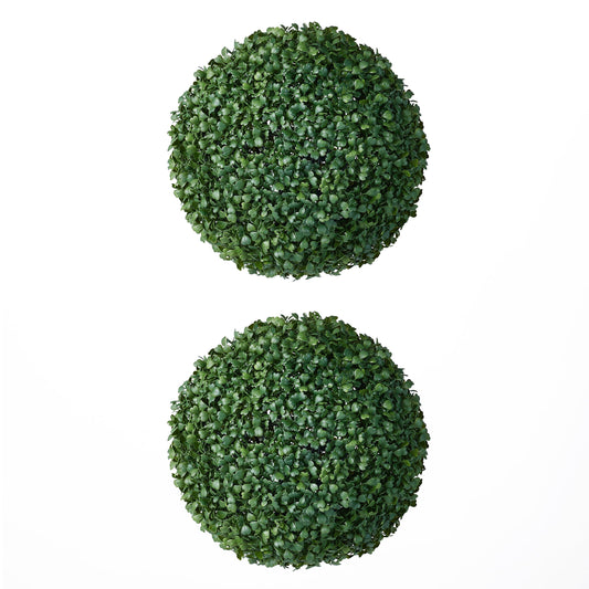 DR.Planzen 2 Pack 12'' Artificial Boxwood Topiary Ball Set, UV Resistant Fake Greenery Decor Balls for Indoor Outdoor, Garden Patio Porch Front Door Decoration