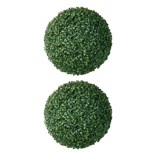 DR.Planzen 2 Pack 15'' Artificial Boxwood Topiary Ball Set, UV Resistant Fake Greenery Decor Balls for Indoor Outdoor, Garden Patio Porch Front Door Decoration