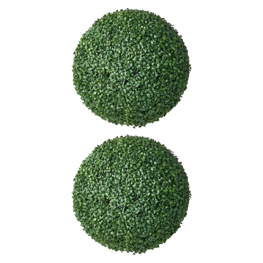 DR.Planzen 2 Pack 18'' Artificial Boxwood Topiary Ball Set, UV Resistant Fake Greenery Decor Balls for Indoor Outdoor, Garden Patio Porch Front Door Decoration