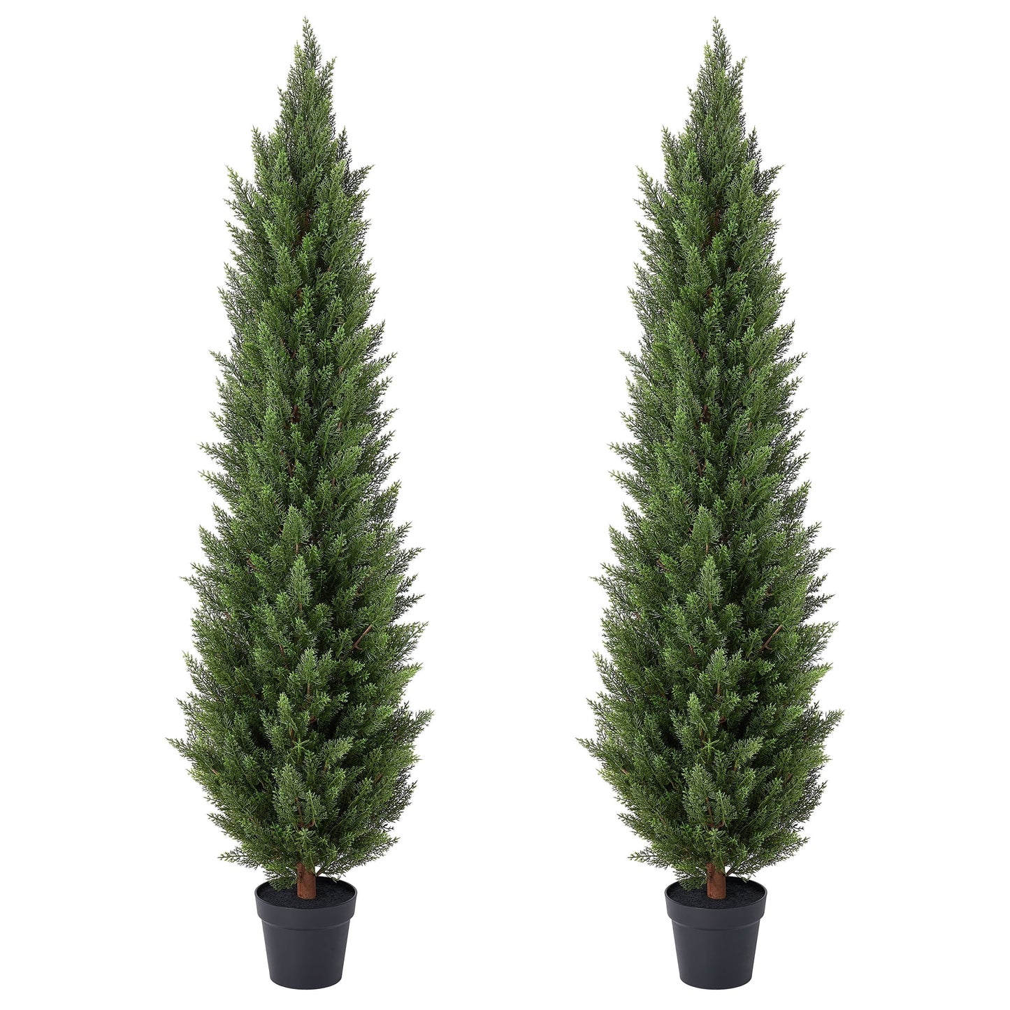 DR.Planzen 2 Pack 6ft Artificial Cedar Tree with Real Wood Trunk, Faux Silk Plant UV Resistant for Indoor Outdoor, Lifelike Fake Potted Tree for Home Office Decor