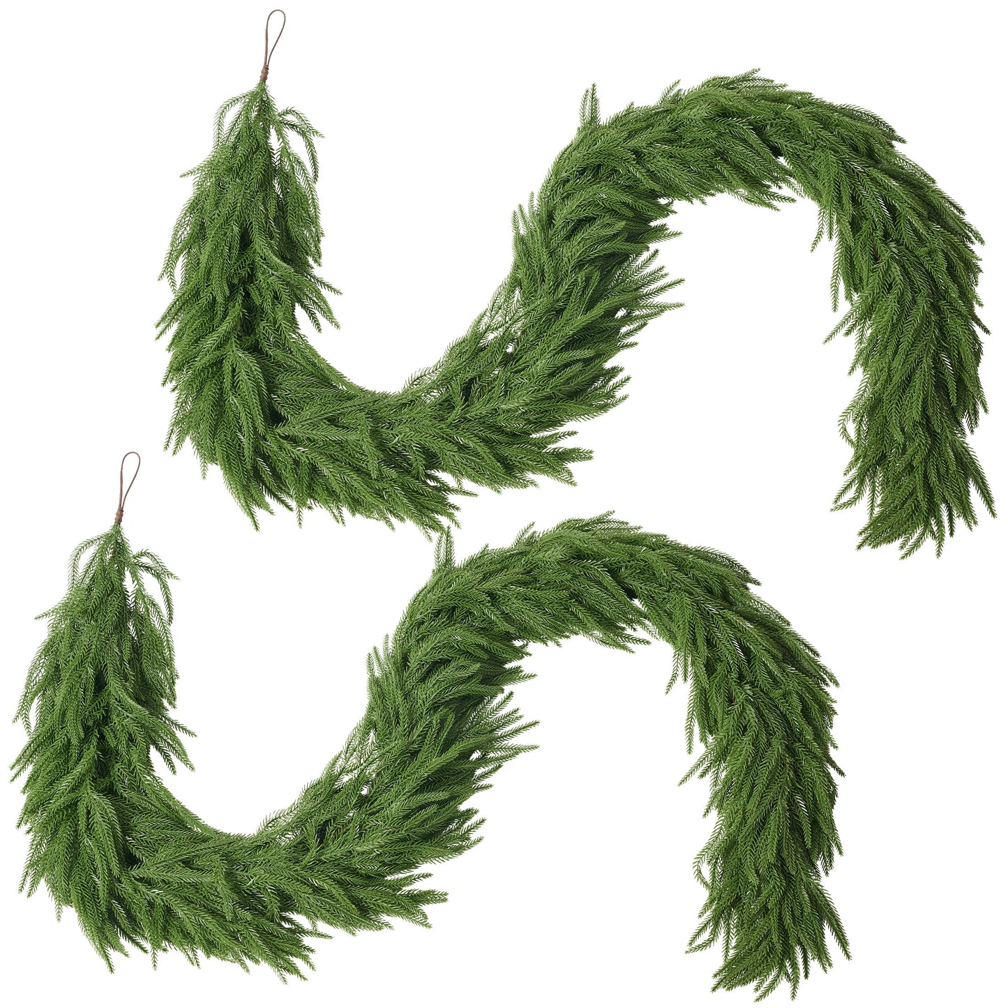 DR.Planzen 2Pack 6ft Artificial Norfolk Pine Foliage Spray, 90 PE Branches & 30 Tips, Realistic Green Slim Greenery Stem for DIY Christmas Tree Filler & Vase Filler