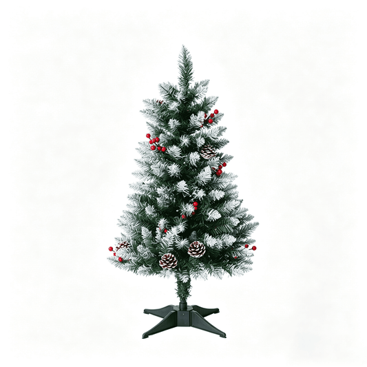 DR.Planzen 3FT Pre-Lit Mini Christmas Tree, Artificial Snow Flocked Christmas Tree, Small Christmas Tree - 80 LED Warm White & Multicolor Lights, 8 Modes - for Home Office Decor