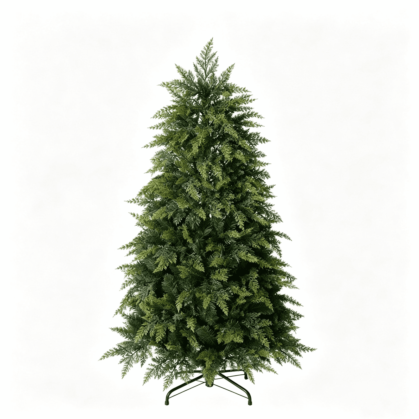 DR.Planzen 4.5FT Pre Lit Cedar Christmas Tree - Realistic PE PVC Branches, 200 Warm White LED Lights, Artificial Christmas Tree with Sturdy Iron Stand for Living Room Holiday Decor