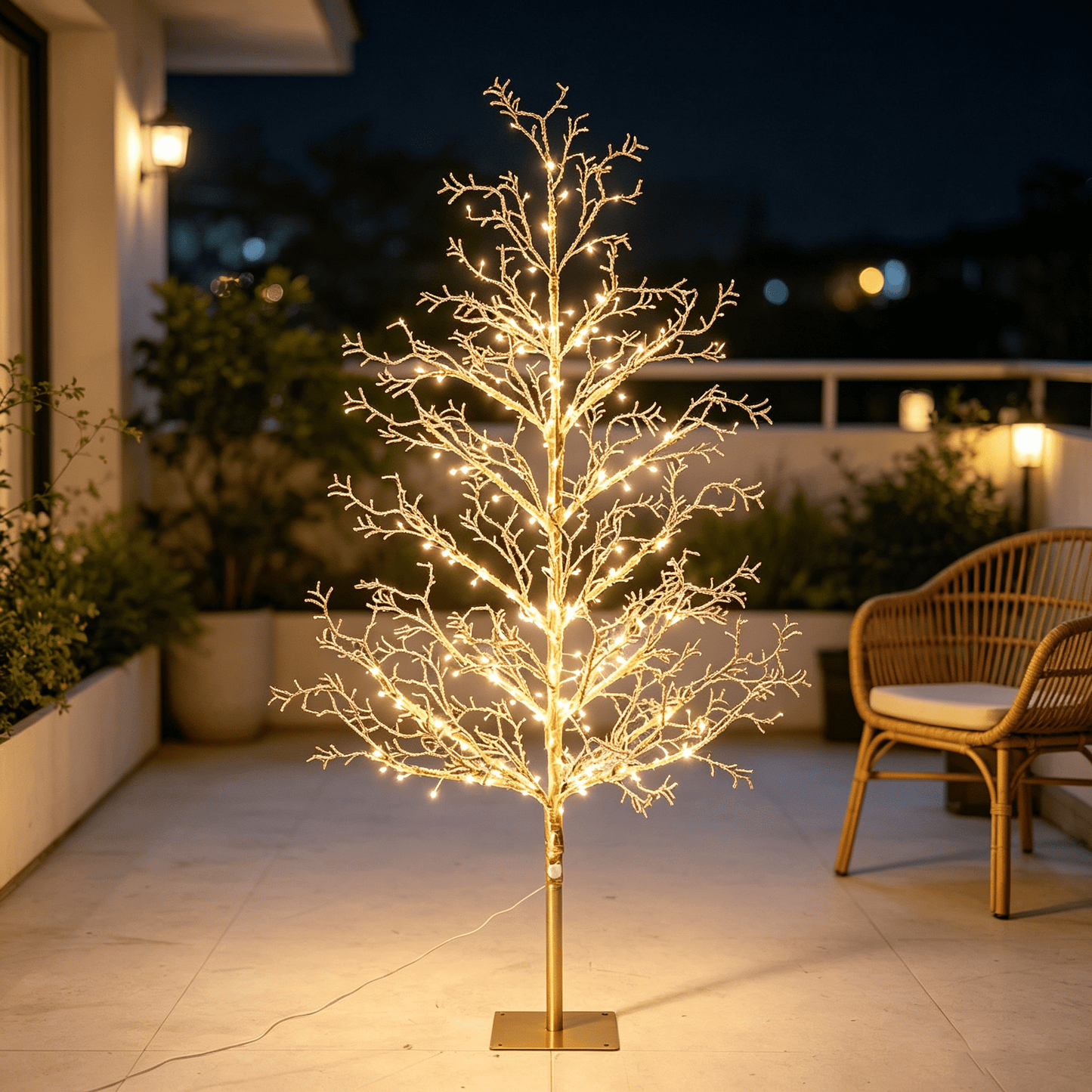 DR.Planzen 4FT Pre-Lit Ice Crystal Christmas Tree, Golden Warm White LED Lighted Tree with Breathing Flash Effect, Indoor & Outdoor Holiday Decoration