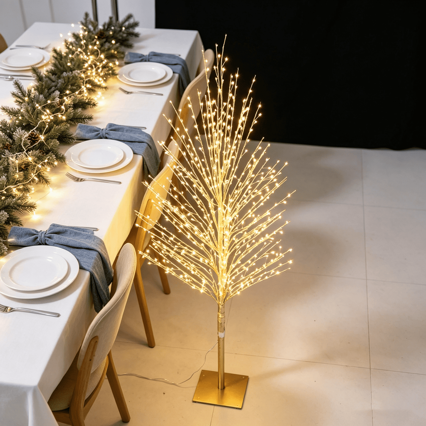 DR.Planzen 4FT Pre-Lit Twisted LED Christmas Tree, Golden Warm White Lighted Spiral Tree with Breathing Flash, Indoor & Outdoor Holiday Decor