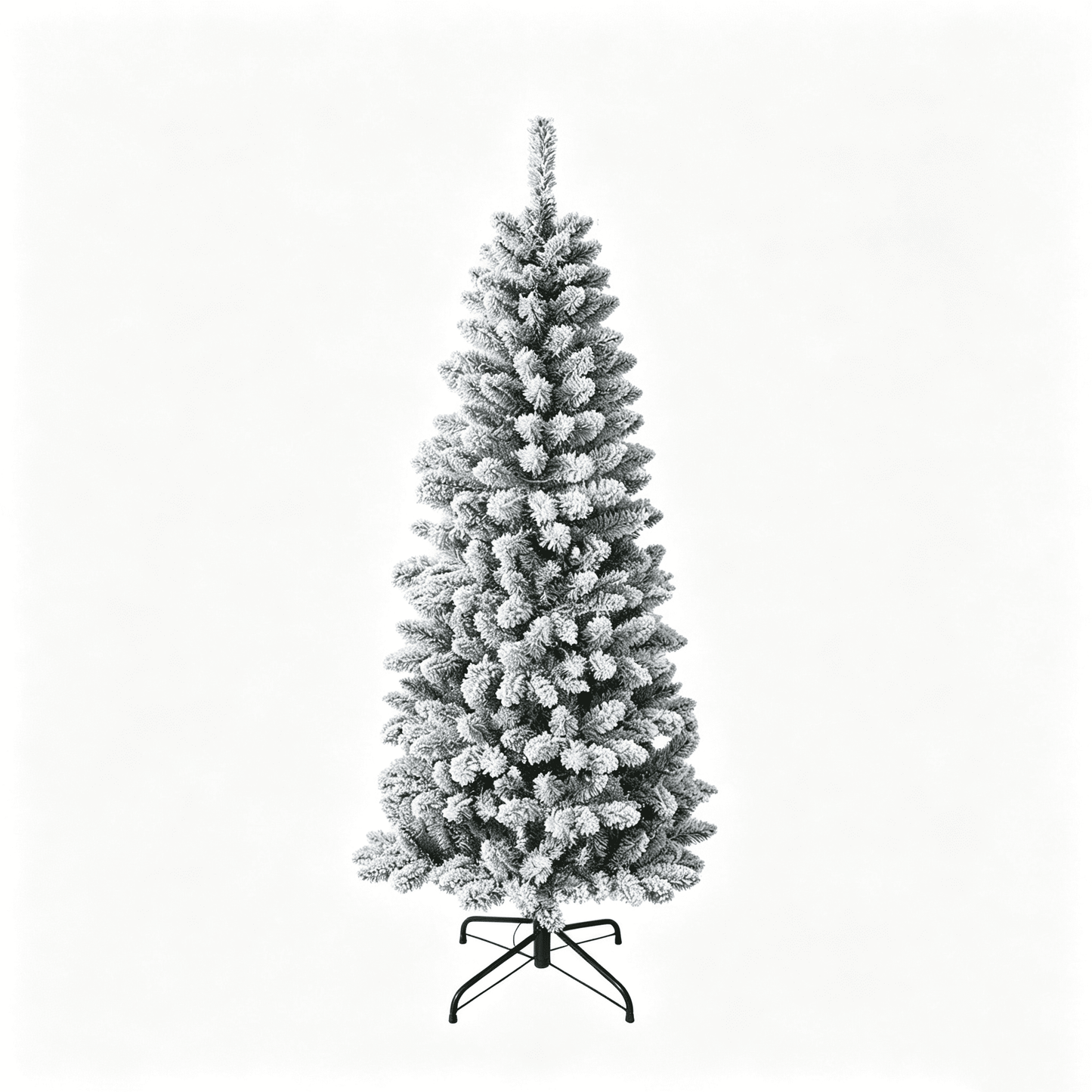 DR.Planzen 5ft Prelit Snow Flocked Slim Christmas Tree - Pencil Artificial Tree with 180 Dual Color LED Lights, 9 Modes and 450 Adjustable Branches for Apartments, Living Rooms