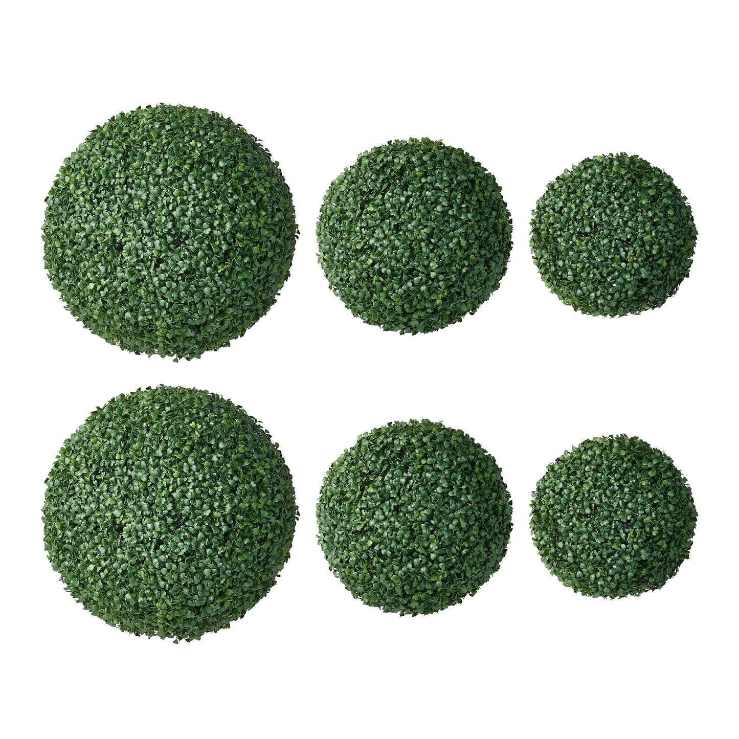 DR.Planzen 6 Pack Artificial Boxwood Topiary Balls Set 2*(12/15/18 Inch), UV Resistant Fake Greenery Balls for Indoor Outdoor Decor, Garden Patio Front Door
