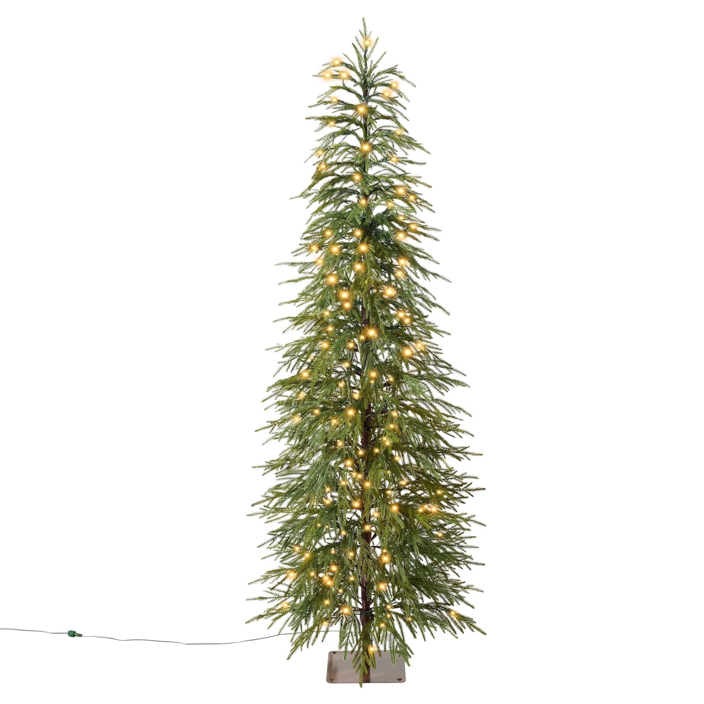 DR.Planzen 6' Pre-Lit Green Cypress Artificial Christmas Tree with 220 Warm White LED Lights, Full-Bodied Xmas Tree with Metal Stand, Indoor Holiday Centerpiece