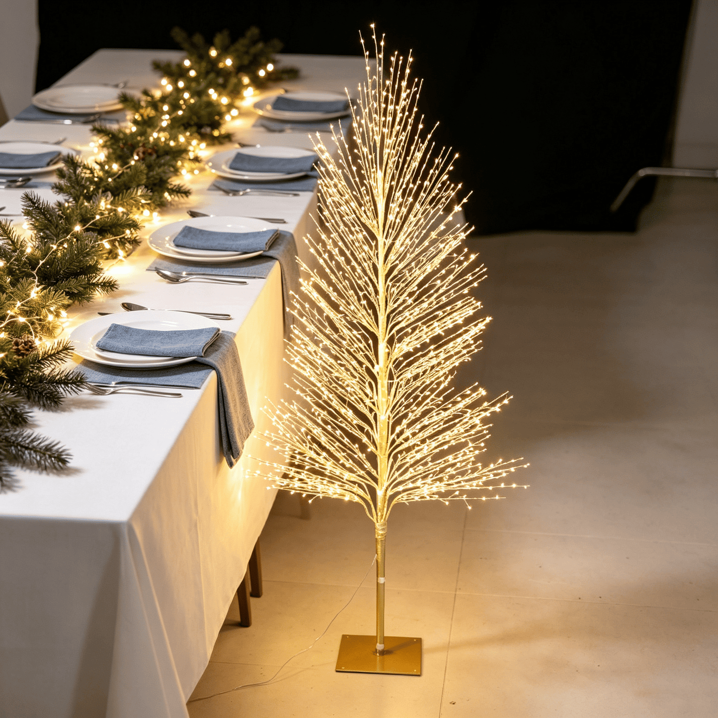 DR.Planzen 6FT Pre-Lit Twisted LED Christmas Tree, Golden Warm White Lighted Spiral Tree with Breathing Flash, Indoor & Outdoor Holiday Decor