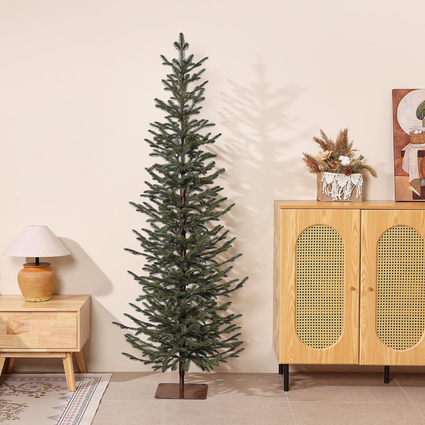 Artificial Christmas Tree 6ft PE Realistic Unlit Green - Full Branches Easy Assembly with Durable Metal Stand - Holiday Indoor Decoration for Family Home Reusable Flame Retardant