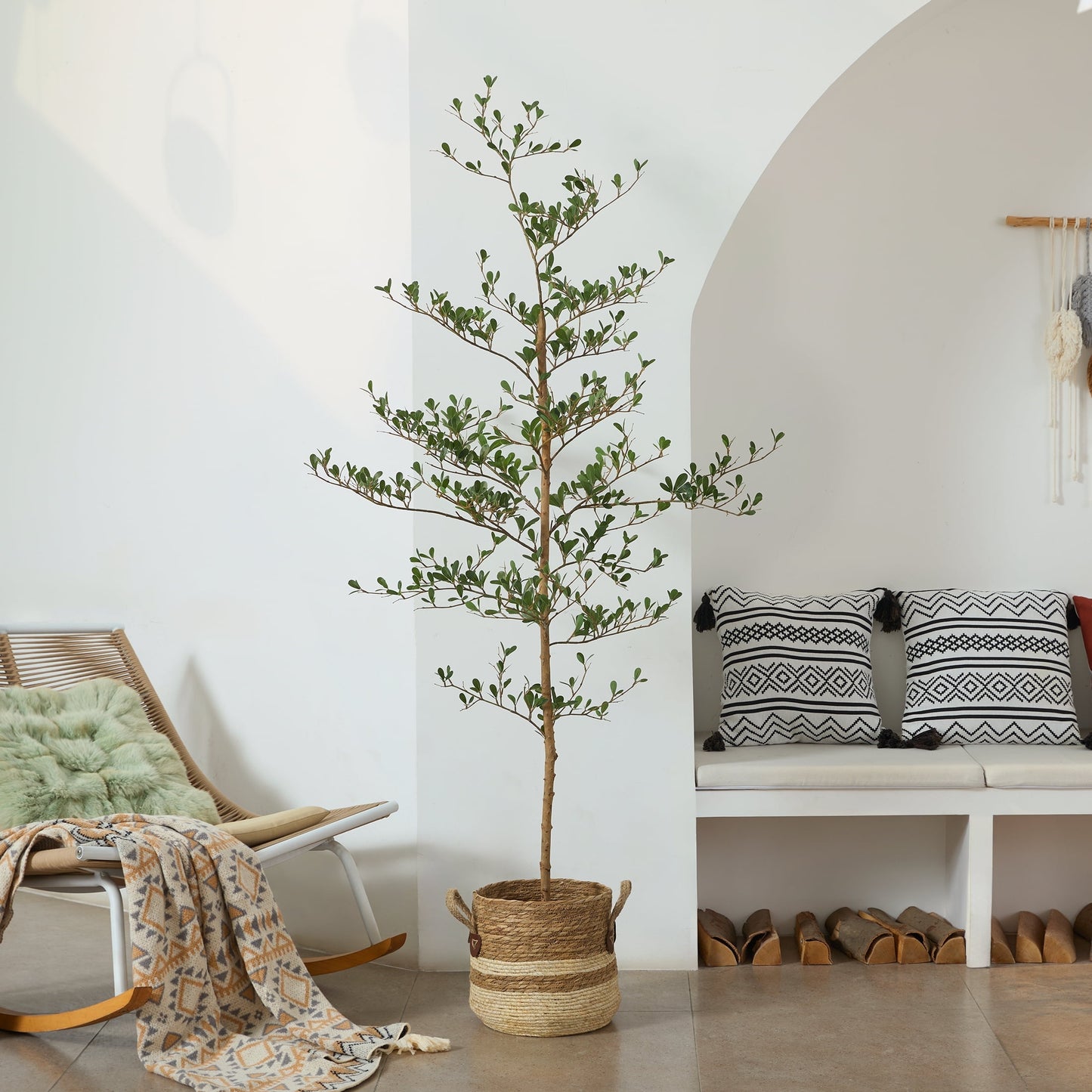 DR.Planzen 6ft Faux Black Olive Tree - Realistic Potted Artificial Tree with Natural Trunk & Silk Leaves - Tall Faux Plant for Home, Office, Indoor & Outdoor Decor - Low Maintenance & UV Resistant