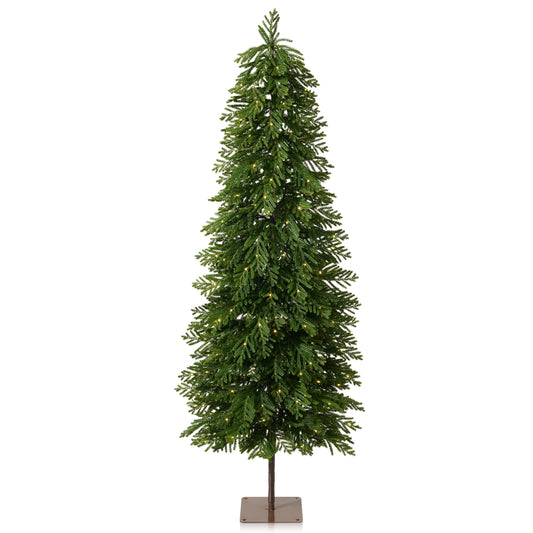 DR.Planzen 6ft Pre-Lit Artificial Norfolk Pine Tree with Metal Stand, 170 Warm White LED Lights, 3-Piece Assembly Faux Tree in Coffee Pot for Indoor Home & Office Decor