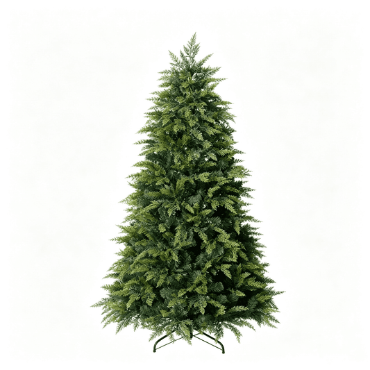 DR.Planzen 6FT Pre Lit Cedar Christmas Tree - Realistic PE PVC Branches, 350 Warm White LED Lights, Artificial Christmas Tree with Sturdy Iron Stand for Living Room Holiday Decor