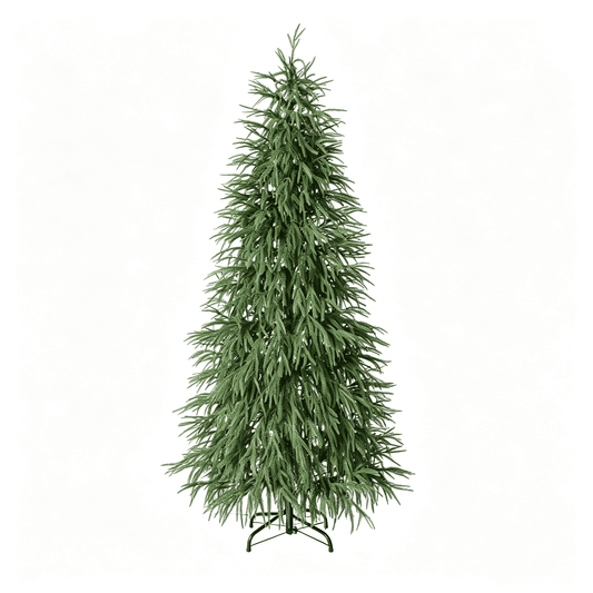 DR.Planzen 6ft Pre-Lit Norfolk Pine Christmas Tree, Artificial Slim Christmas Tree - 150 Warm White LEDs, 3 Light Modes, Adjustable PE Branches - for Apartment, Home & Office