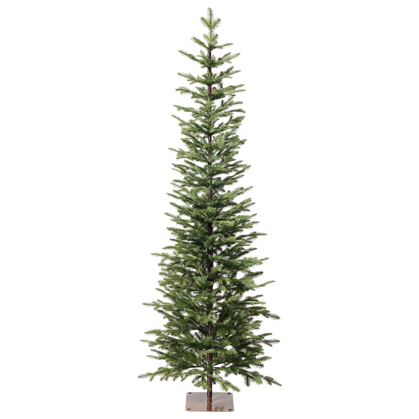 DR.Planzen 6ft Prelit Pencil Christmas Tree with 150 Warm White LED Lights, 1571 PE Branch Tips, Iron Base, Slim Artificial Christmas Tree for Apartment, Entryway, Corner, Office