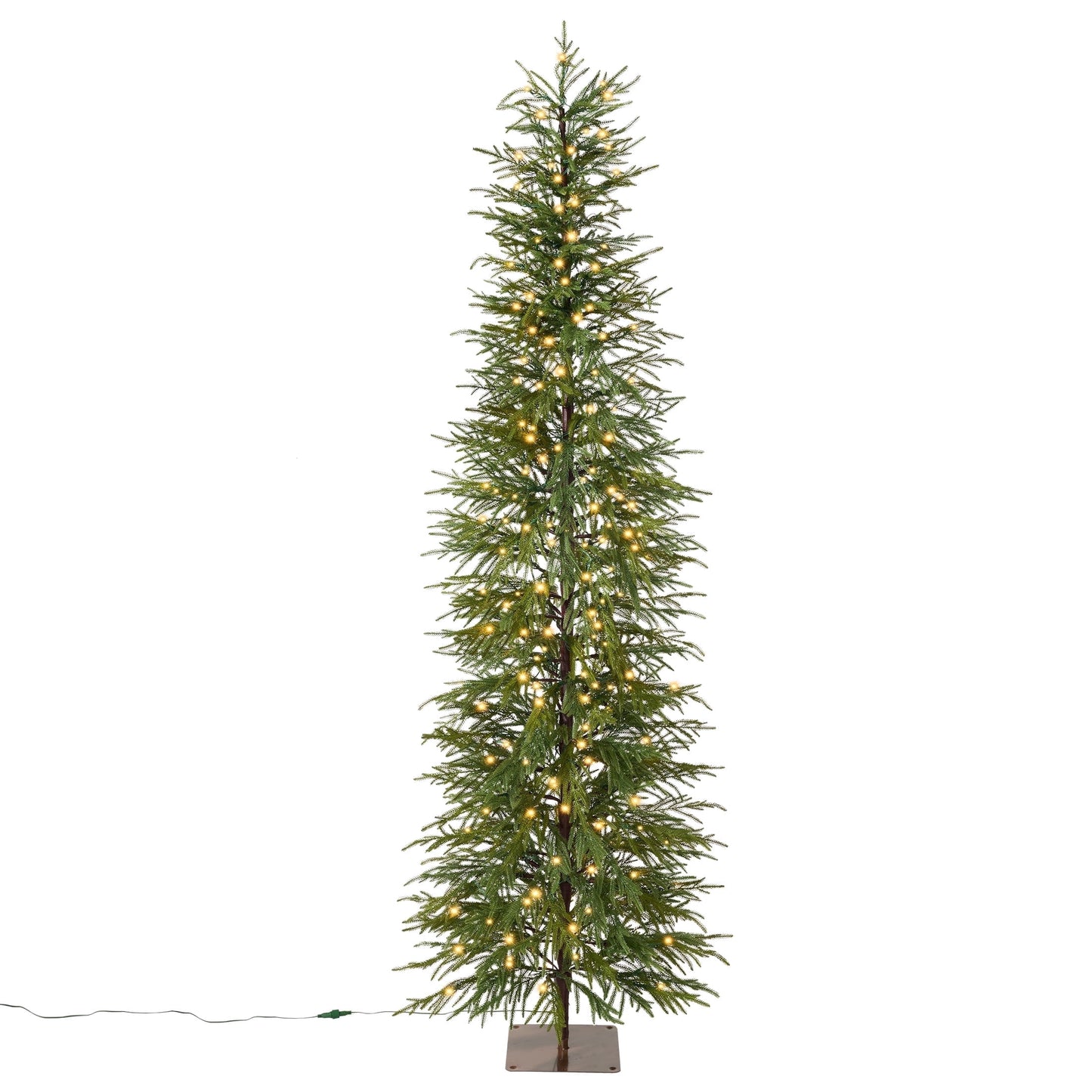 DR.Planzen 7' Pre-Lit Green Cypress Artificial Christmas Tree with 260 Warm White LED Lights, Full-Bodied Xmas Tree with Metal Stand, Large Indoor Holiday Centerpiece