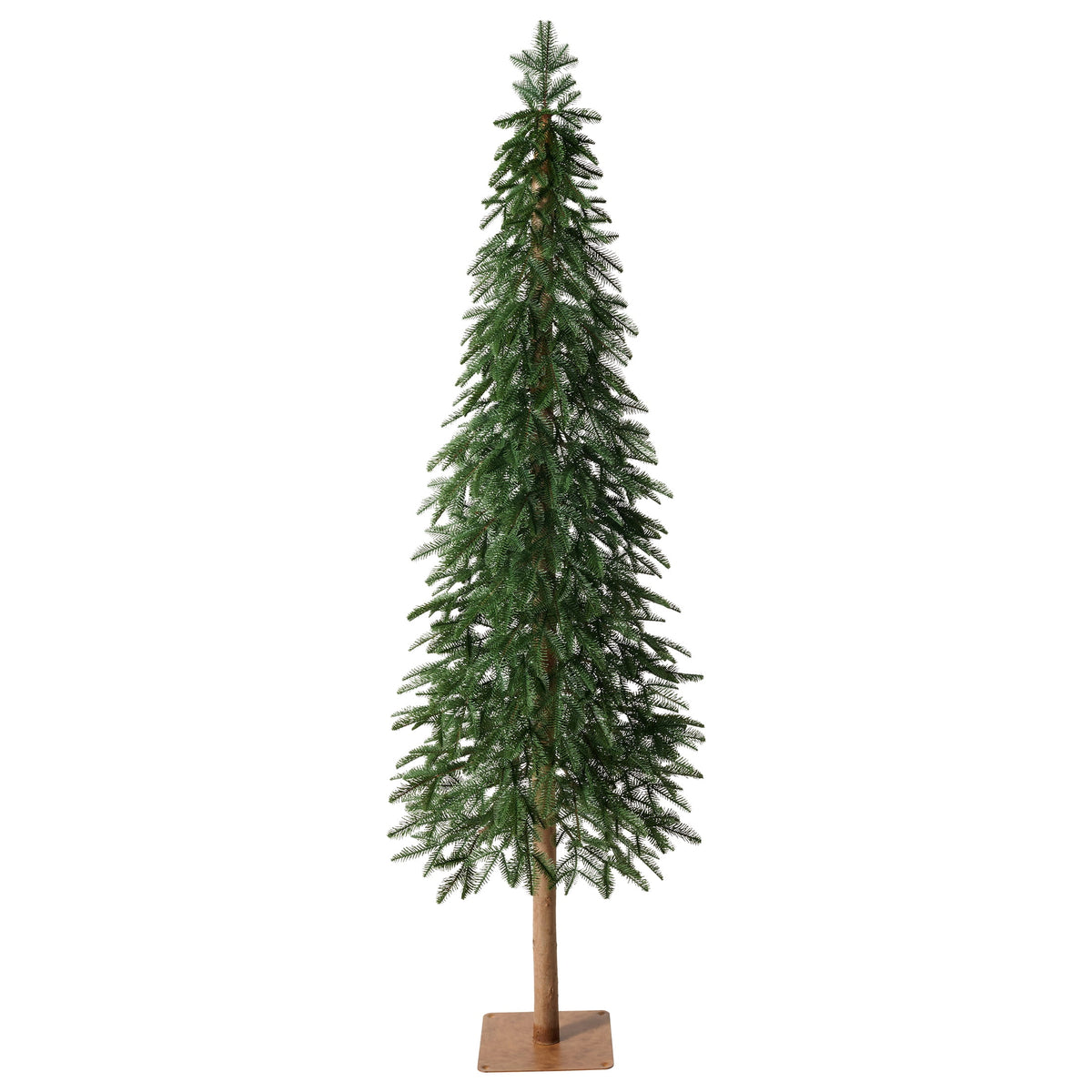 DR.Planzen 7FT Artificial Pine Christmas Tree, Large Real Wood Trunk Faux Pine Tree with Sturdy Metal Base, Full Green PE Needles for Indoor Holiday Decor