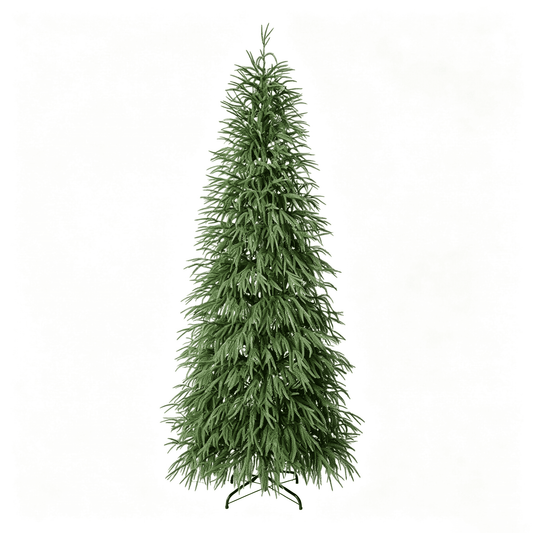 DR.Planzen 7ft Pre-Lit Norfolk Pine Christmas Tree, Artificial Slim Christmas Tree - 220 Warm White LEDs, 3 Light Modes, Adjustable PE Branches - for Apartment, Home & Office