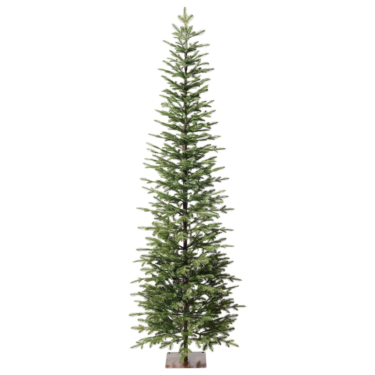 DR.Planzen 7ft Prelit Pencil Christmas Tree with 200 Warm White LED Lights, 1961 PE Branch Tips, Iron Base, Slim Artificial Christmas Tree for Apartment, Entryway, Corner, Office