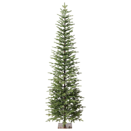 DR.Planzen 7ft Prelit Pencil Christmas Tree with 200 Warm White LED Lights, 1961 PE Branch Tips, Iron Base, Slim Artificial Christmas Tree for Apartment, Entryway, Corner, Office