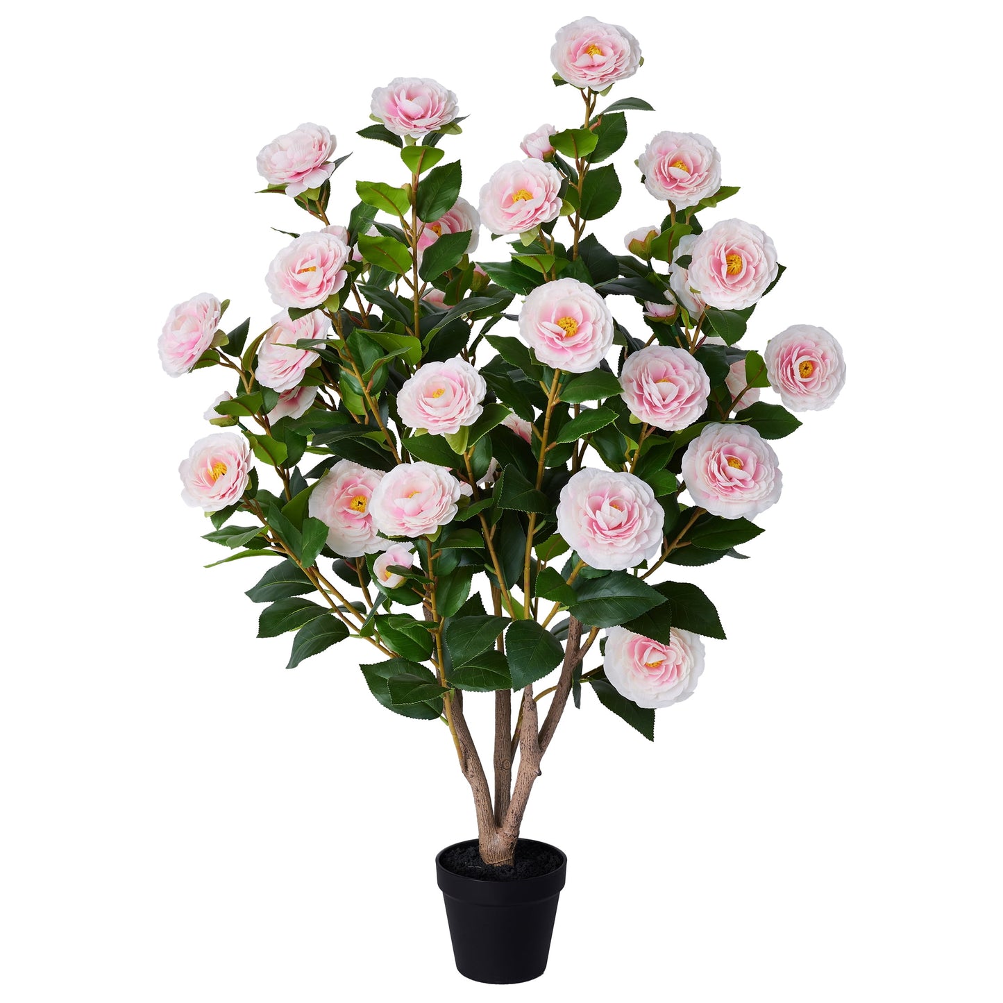 Artificial?Camellia?Tree?3FT?in?Pot?¨C?27?Blooming?Pink?Flowers?&?252?Leaves?UV?Resistant?Faux?Camellia?Plant?for?Indoor?Outdoor?Decor,?Front?Door?Porch?Patio?Living?Room?Office