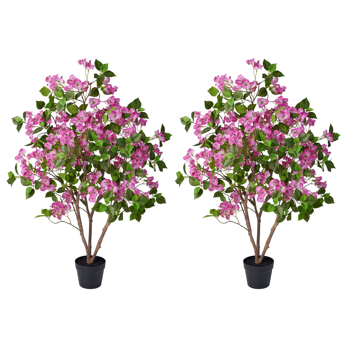 2 Pack Artificial Bougainvillea Tree 4FT UV Resistant Faux Bougainvillea Plant Fake Tree Pink Bougainvillea Tree - 390 Leaves 273 Flowers Artificial Plant with Weighted Base, Indoor Outdoor Artificia