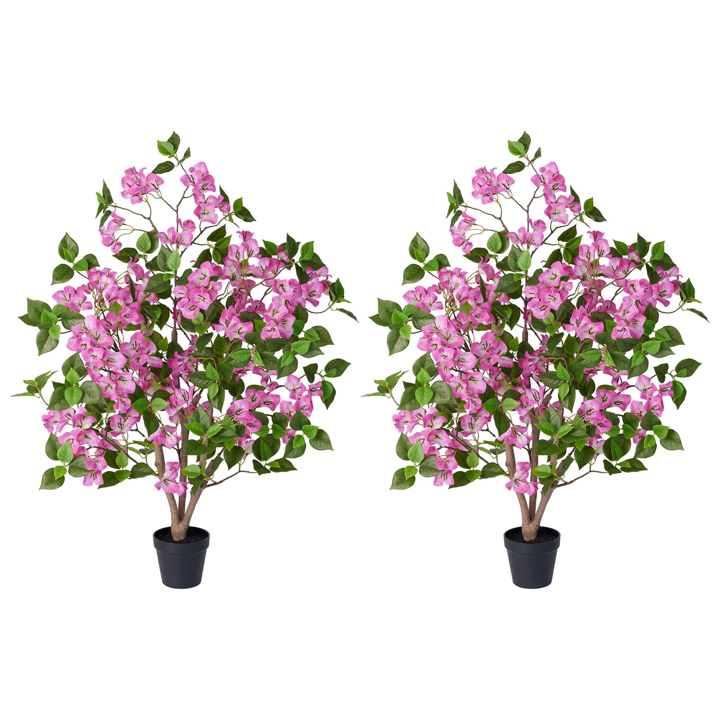 2 Pack Artificial Bougainvillea Tree 3FT UV Resistant Faux Bougainvillea Plant Fake Tree Pink Bougainvillea Tree - 270 Leaves 189 Flowers Artificial Plant with Weighted Base, Indoor Outdoor Artificia