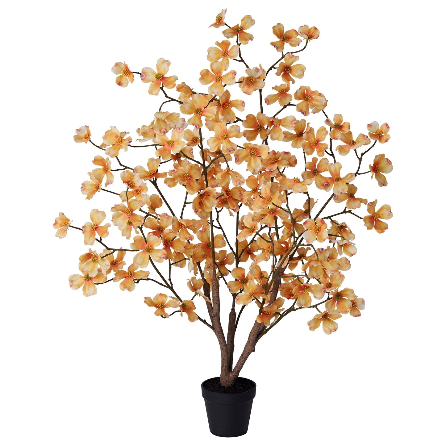 DR.Planzen 3ft Artificial Yellow Dogwood Tree, Lifelike Faux Dogwood Flower Tree with Green Leaves for Home Decor Indoor Outdoor, Spring Decoration for Living Room Office