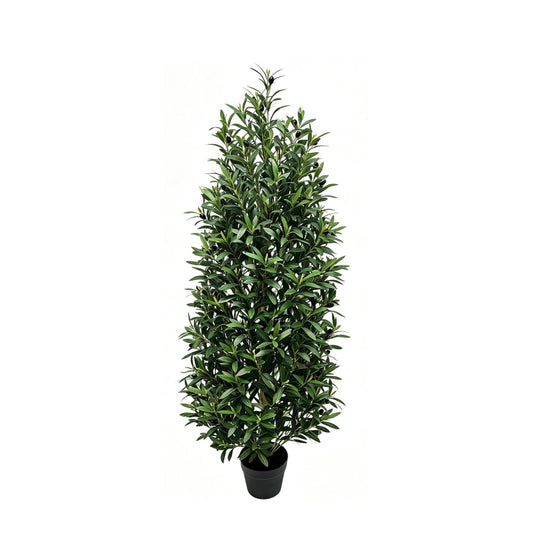DR.Planzen 4 FT Artificial Olive Topiary Tree in Black Pot, Faux Olive Tree with 1700 Leaves, 78 Fruits, Fake Potted Olive Plant for Living Room Office Decor