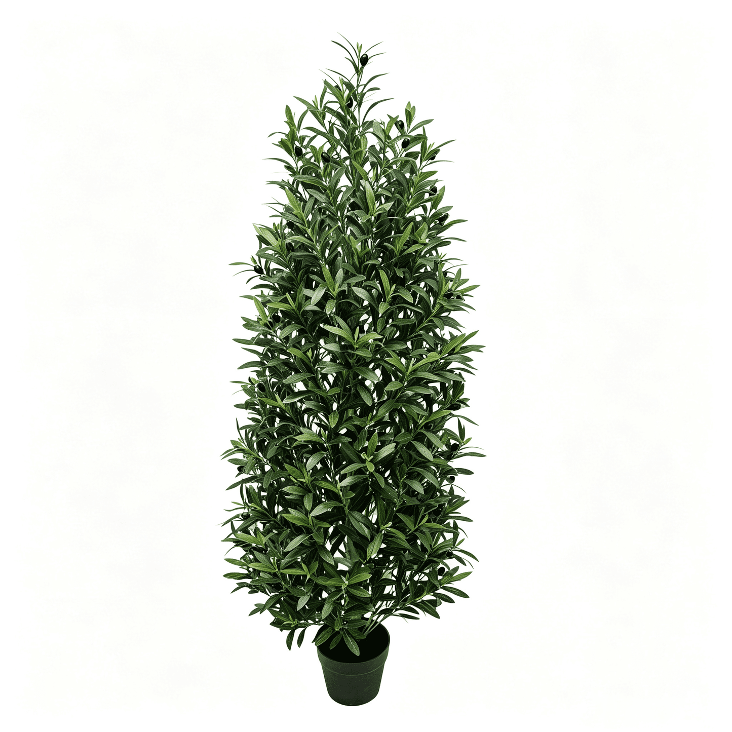 DR.Planzen 5 FT Artificial Olive Topiary Tree in Black Pot, Faux Olive Tree with 2378 Leaves, 114 Fruits, Fake Potted Olive Plant for Living Room Office Decor