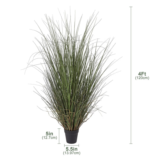 Dr.Planzen 47in Tall Artificial Onion Grass Floor Plant, Large Faux Indoor Tree in Pot, Realistic Arching Foliage for Living Room, Corner, Office Decor