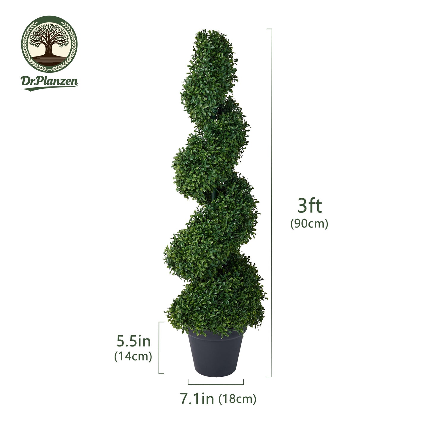 2 Pack 3FT Artificial Boxwood Spiral Topiary Tree ¨C 450 Leaves Faux Boxwood Plant, UV Resistant Artificial Plant ¨C Realistic Front Door Entryway Porch Decor Potted Tree for Outdoor Garden Patio
