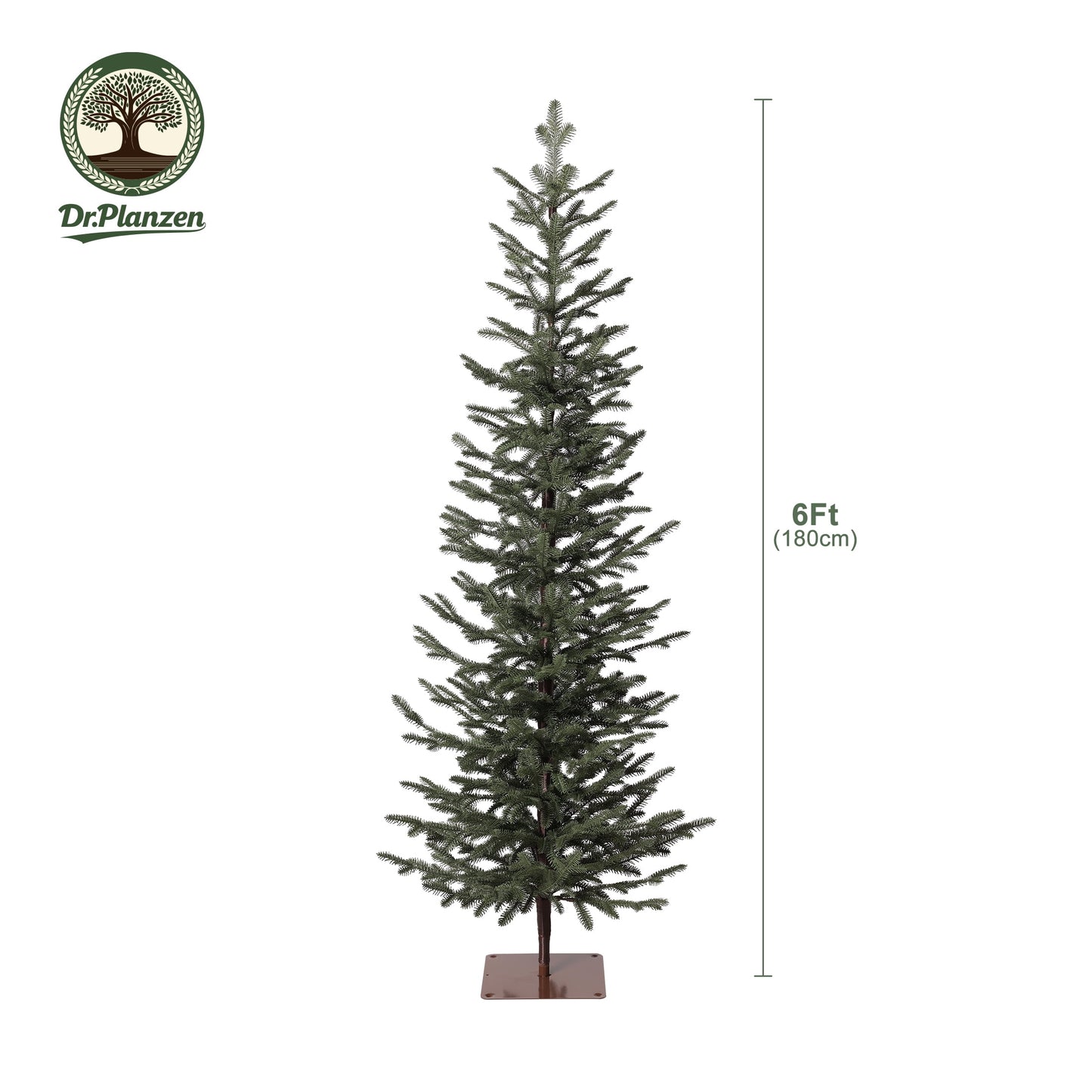 Artificial Christmas Tree 6ft PE Realistic Unlit Green - Full Branches Easy Assembly with Durable Metal Stand - Holiday Indoor Decoration for Family Home Reusable Flame Retardant