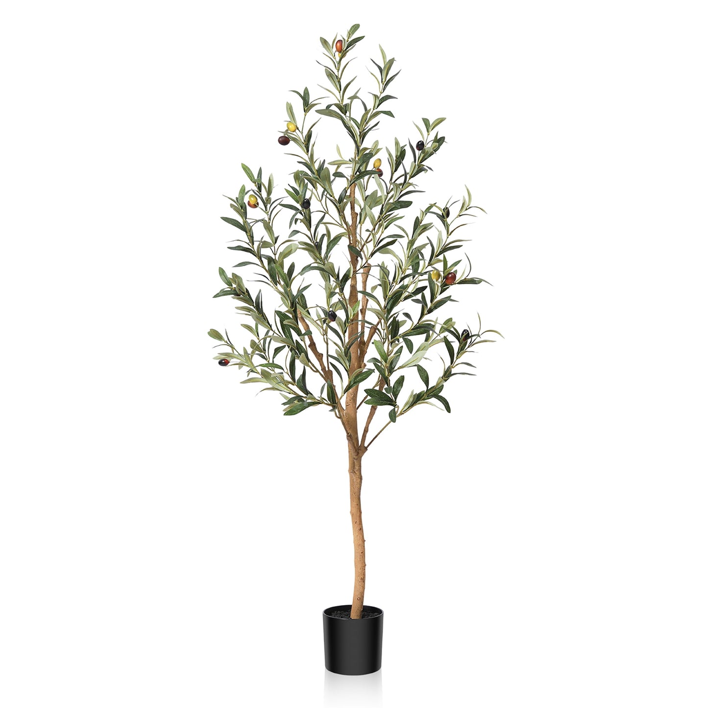 DR.Planzen 2 Pack 4ft Artificial Olive Tree Indoor, Tall Faux Olive Tree, Artificial Plants with Natural Wood Trunk and Lifelike Fruits for Home Office Decor
